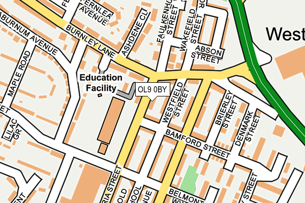 OL9 0BY map - OS OpenMap – Local (Ordnance Survey)