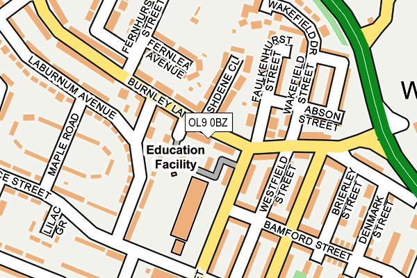 OL9 0BZ map - OS OpenMap – Local (Ordnance Survey)