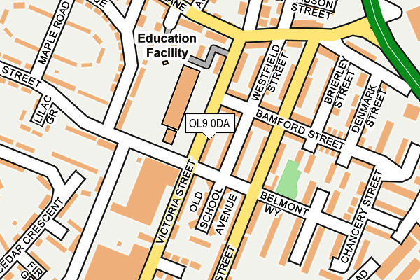 OL9 0DA map - OS OpenMap – Local (Ordnance Survey)