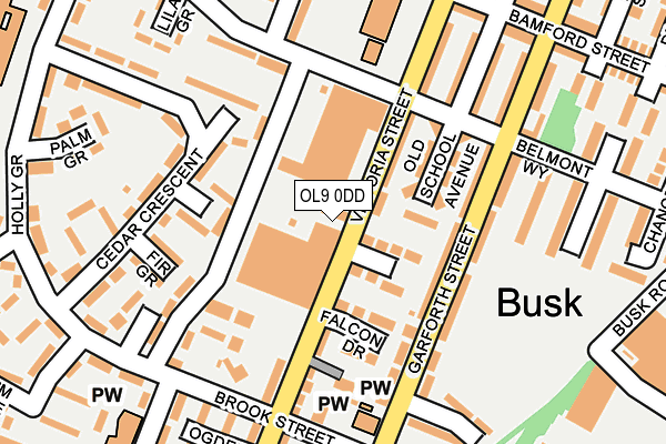 OL9 0DD map - OS OpenMap – Local (Ordnance Survey)