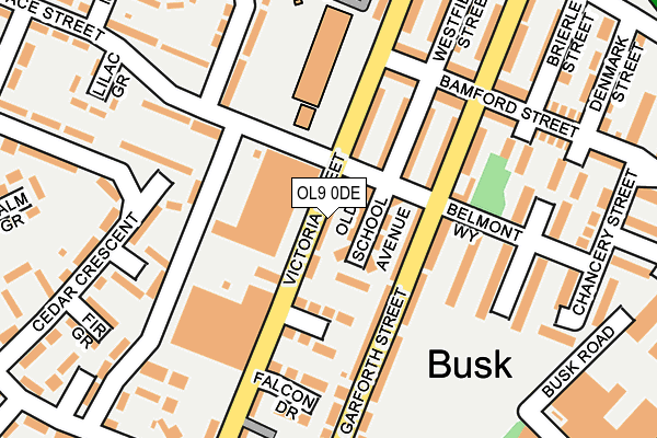 OL9 0DE map - OS OpenMap – Local (Ordnance Survey)