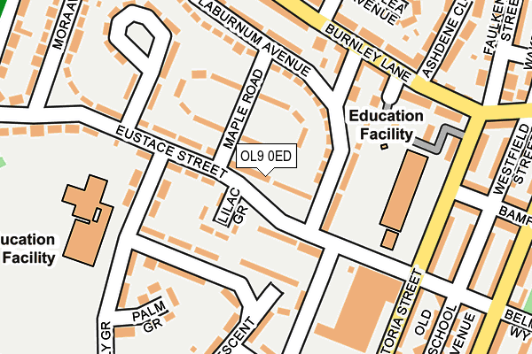 OL9 0ED map - OS OpenMap – Local (Ordnance Survey)