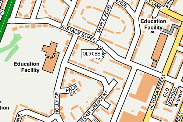 OL9 0EE map - OS OpenMap – Local (Ordnance Survey)