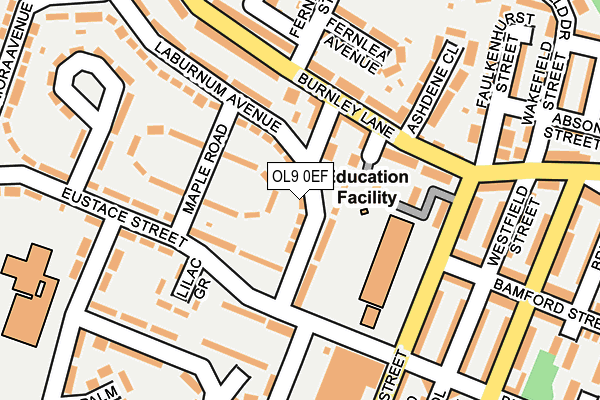 OL9 0EF map - OS OpenMap – Local (Ordnance Survey)