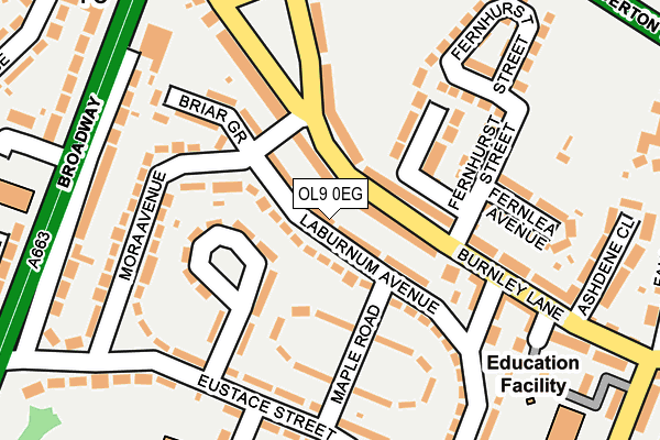 OL9 0EG map - OS OpenMap – Local (Ordnance Survey)