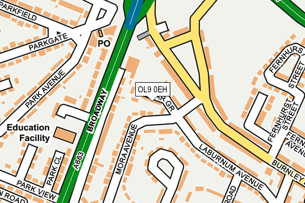 OL9 0EH map - OS OpenMap – Local (Ordnance Survey)