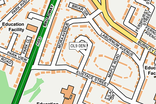 OL9 0EN map - OS OpenMap – Local (Ordnance Survey)