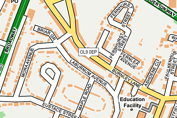 OL9 0EP map - OS OpenMap – Local (Ordnance Survey)