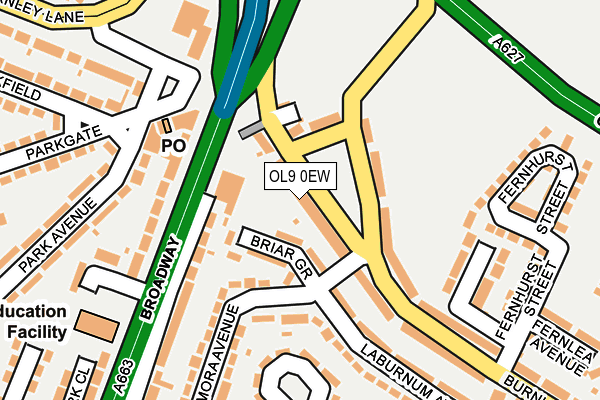 OL9 0EW map - OS OpenMap – Local (Ordnance Survey)