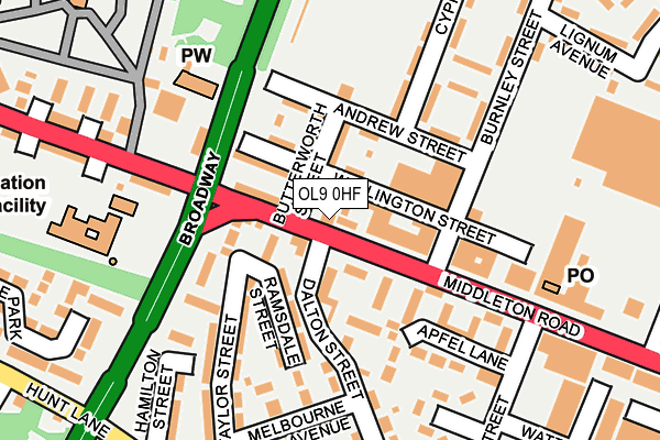 OL9 0HF map - OS OpenMap – Local (Ordnance Survey)