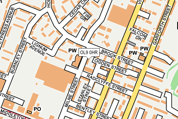 OL9 0HR map - OS OpenMap – Local (Ordnance Survey)