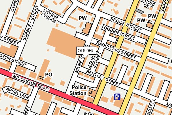 OL9 0HU map - OS OpenMap – Local (Ordnance Survey)