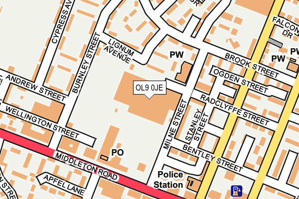 OL9 0JE map - OS OpenMap – Local (Ordnance Survey)