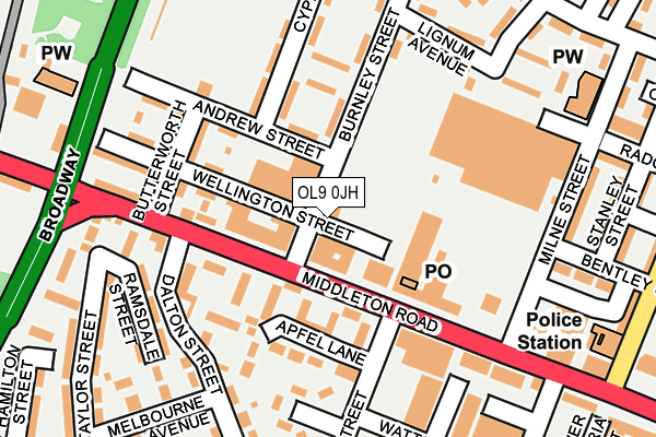 OL9 0JH map - OS OpenMap – Local (Ordnance Survey)