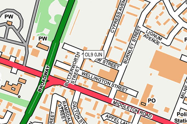 OL9 0JN map - OS OpenMap – Local (Ordnance Survey)