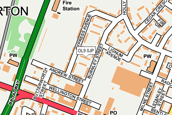 OL9 0JP map - OS OpenMap – Local (Ordnance Survey)