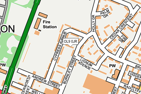 OL9 0JR map - OS OpenMap – Local (Ordnance Survey)