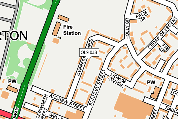 OL9 0JS map - OS OpenMap – Local (Ordnance Survey)