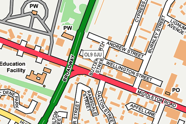 OL9 0JU map - OS OpenMap – Local (Ordnance Survey)