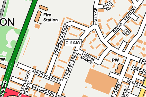 OL9 0JW map - OS OpenMap – Local (Ordnance Survey)