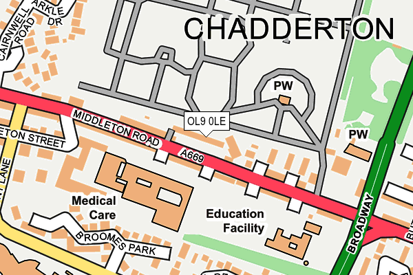 OL9 0LE map - OS OpenMap – Local (Ordnance Survey)