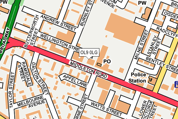 OL9 0LG map - OS OpenMap – Local (Ordnance Survey)