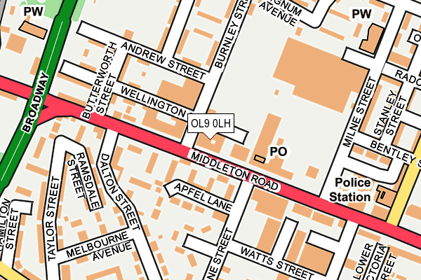 OL9 0LH map - OS OpenMap – Local (Ordnance Survey)