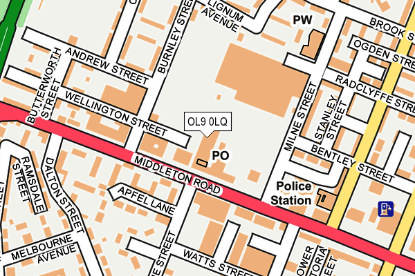 OL9 0LQ map - OS OpenMap – Local (Ordnance Survey)