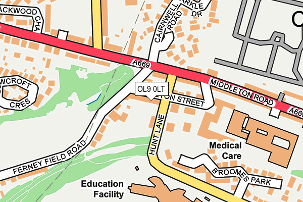 OL9 0LT map - OS OpenMap – Local (Ordnance Survey)