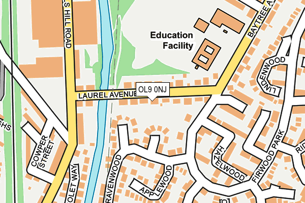 OL9 0NJ map - OS OpenMap – Local (Ordnance Survey)