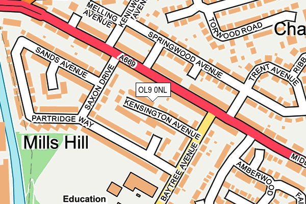 OL9 0NL map - OS OpenMap – Local (Ordnance Survey)