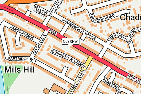 OL9 0NW map - OS OpenMap – Local (Ordnance Survey)