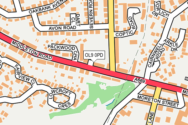 OL9 0PD map - OS OpenMap – Local (Ordnance Survey)