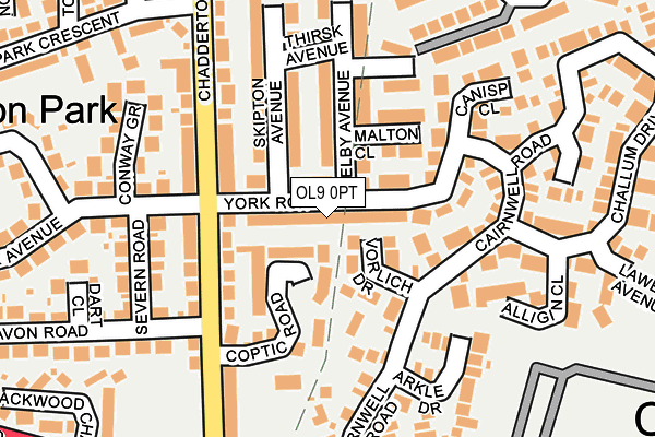 OL9 0PT map - OS OpenMap – Local (Ordnance Survey)