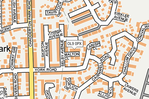 OL9 0PX map - OS OpenMap – Local (Ordnance Survey)