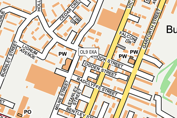 OL9 0XA map - OS OpenMap – Local (Ordnance Survey)