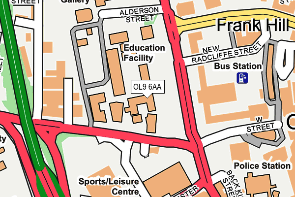 OL9 6AA map - OS OpenMap – Local (Ordnance Survey)