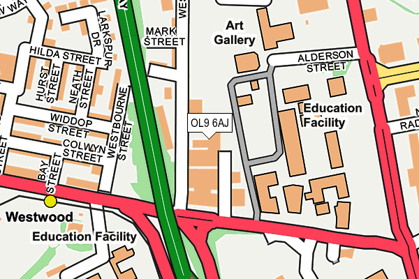 OL9 6AJ map - OS OpenMap – Local (Ordnance Survey)