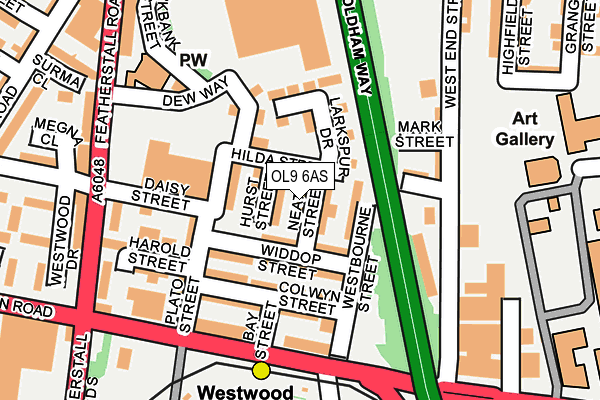 OL9 6AS map - OS OpenMap – Local (Ordnance Survey)