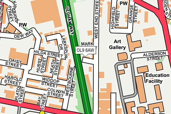 OL9 6AW map - OS OpenMap – Local (Ordnance Survey)