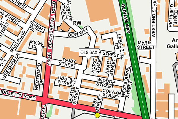 OL9 6AX map - OS OpenMap – Local (Ordnance Survey)