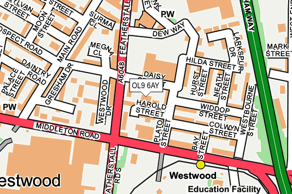 OL9 6AY map - OS OpenMap – Local (Ordnance Survey)