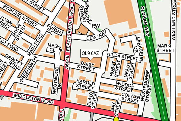 OL9 6AZ map - OS OpenMap – Local (Ordnance Survey)
