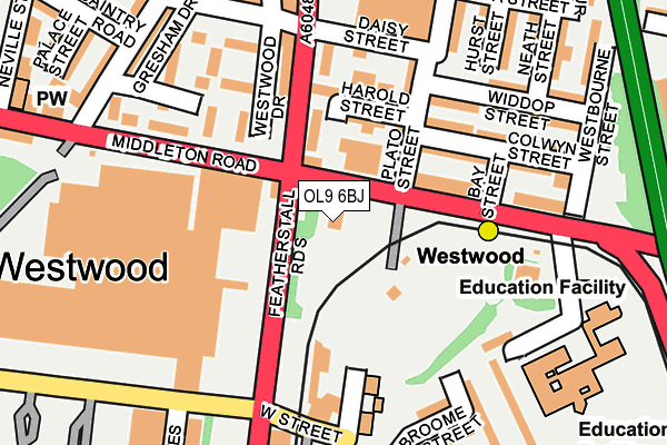 OL9 6BJ map - OS OpenMap – Local (Ordnance Survey)