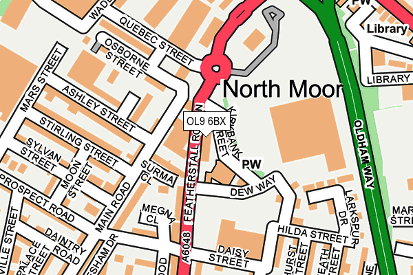 OL9 6BX map - OS OpenMap – Local (Ordnance Survey)