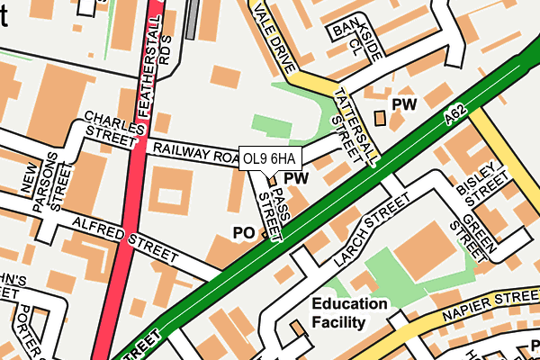 OL9 6HA map - OS OpenMap – Local (Ordnance Survey)