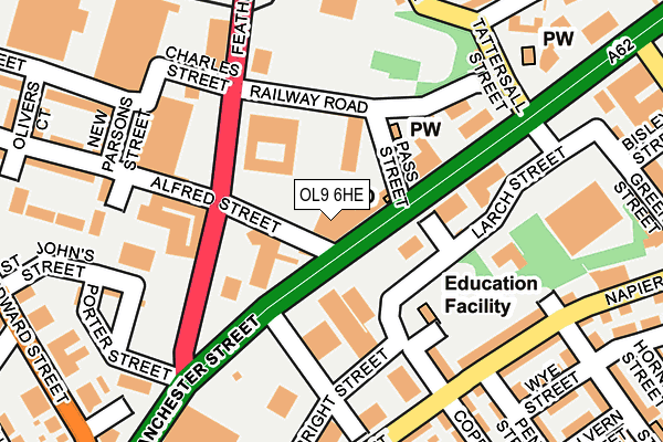 OL9 6HE map - OS OpenMap – Local (Ordnance Survey)