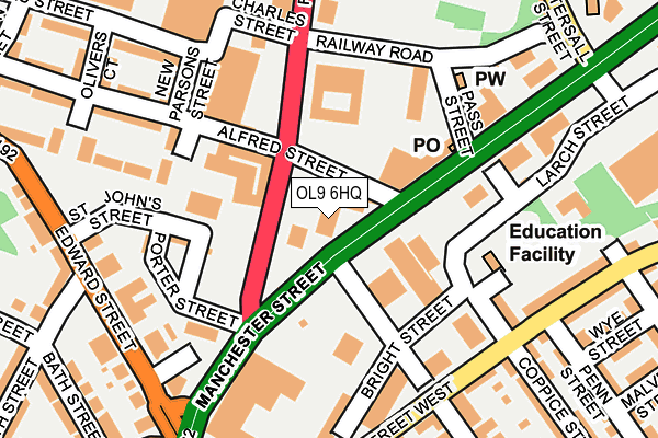 OL9 6HQ map - OS OpenMap – Local (Ordnance Survey)