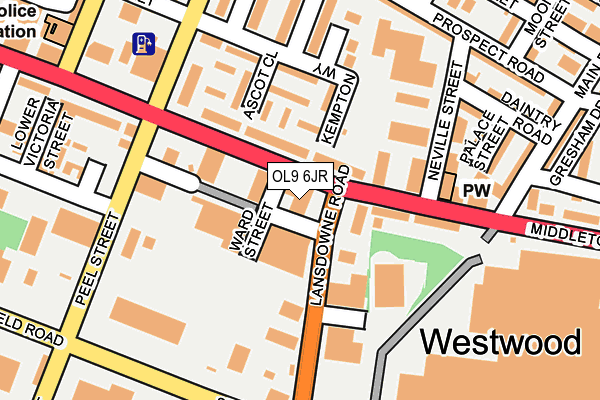 OL9 6JR map - OS OpenMap – Local (Ordnance Survey)