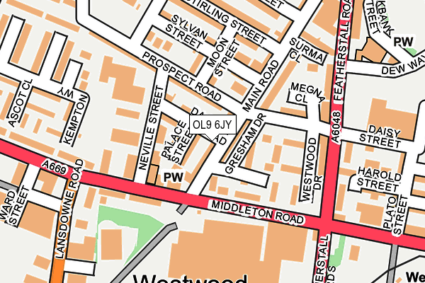OL9 6JY map - OS OpenMap – Local (Ordnance Survey)